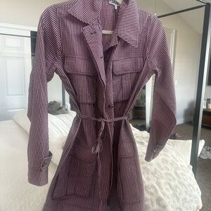Ganni Women's Striped Purple Trench Coat